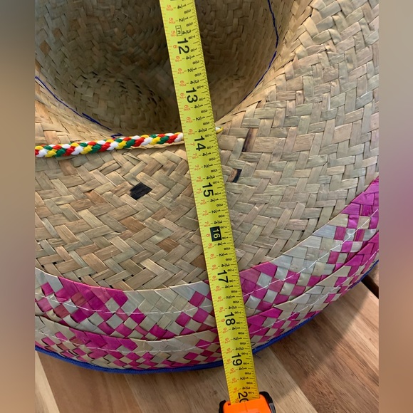 Mexican Straw Colored Edge Sombrero| NWT|Blue Outlined - Picture 5 of 7